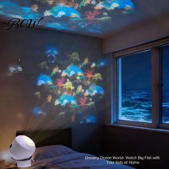 Rotating Ceiling Projection Lamp Star Projector Night Light with 360 Degree Rotating, Ocean Mood for Bedroom, Bedroom Adjustable Focus Dimming