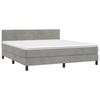 3141377 vidaXL Lit à sommier tapissier et matelas Gris clair 180x200cm Velours