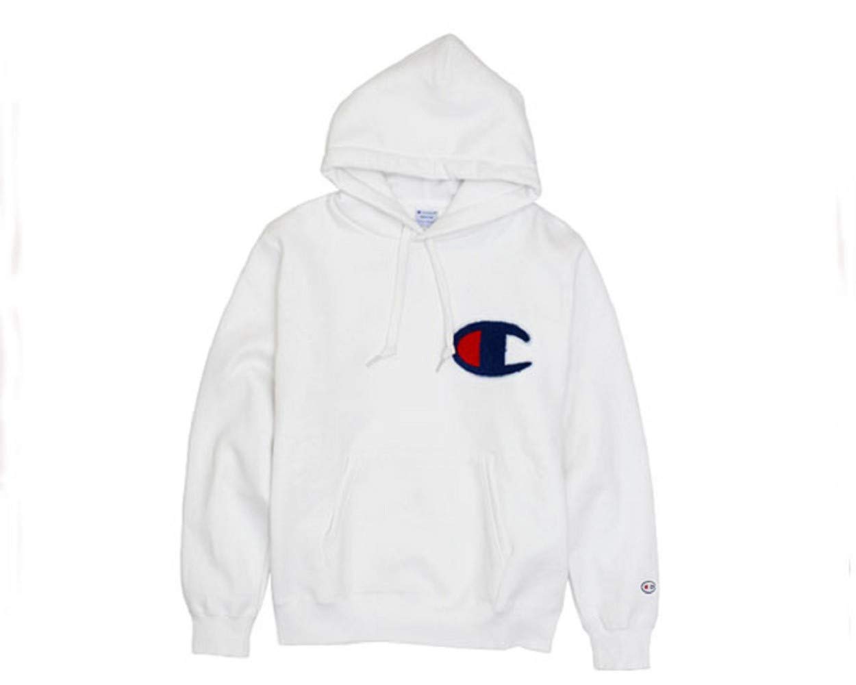 

Champion Hooded Street Big C Logo Sagara Patch Men s Sweatshirt, C3-E127, White, Medium, Fleece-Lined, Style, Embroidery, белый