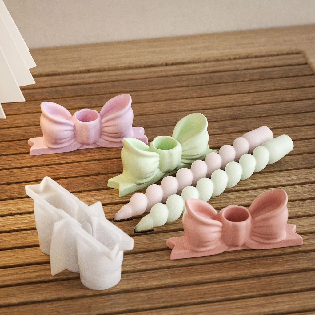 Innovative Silicone Mold Stylish Bowknot Shape Silicone Candle Holder Mold for DIY Crafting and Home Decoration