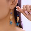 Bohemian Crushed Stone Ceramic Fish Earrings for Women Summer Style Handmade Rhinestone Fishtail Drop Earring Holiday Jewelry