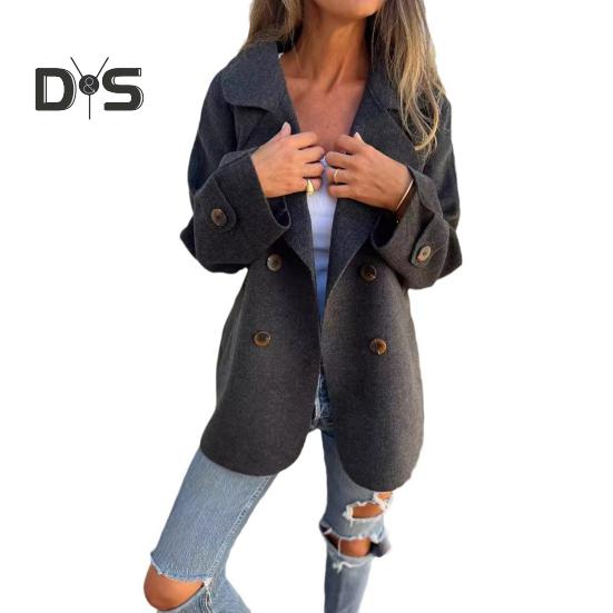 

Женское зимнее пальто с отложным воротником, однотонное, двухстороннее, шерстяное, двубортное, свободного кроя, пальто, теплое, с длинными рукавами, для поездок на работу, для свиданий, весна XL чёрный