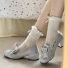 Fashion Pink Lolita Mary Janes Shoes Women Japanese Princess Kawaii High Heels Shoes Female Sweet Bow French Vintage Platform Shoes 2024