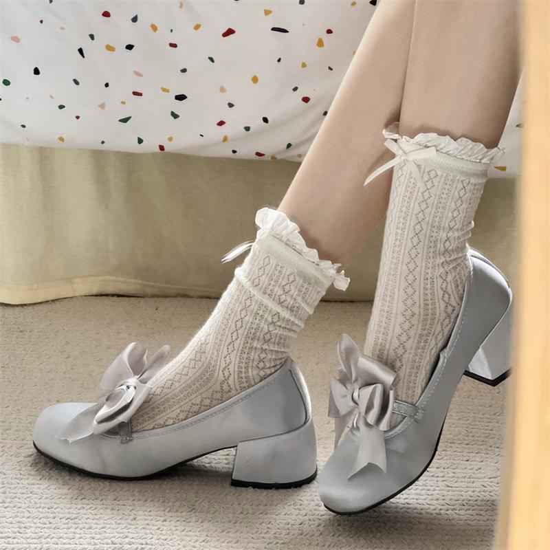 Fashion Pink Lolita Mary Janes Shoes Women Japanese Princess Kawaii High Heels Shoes Female Sweet Bow French Vintage Platform Shoes 2024