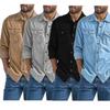 Men Imitation Denim Turn Down Collar Long Sleeve Casual Plus Size Shirt