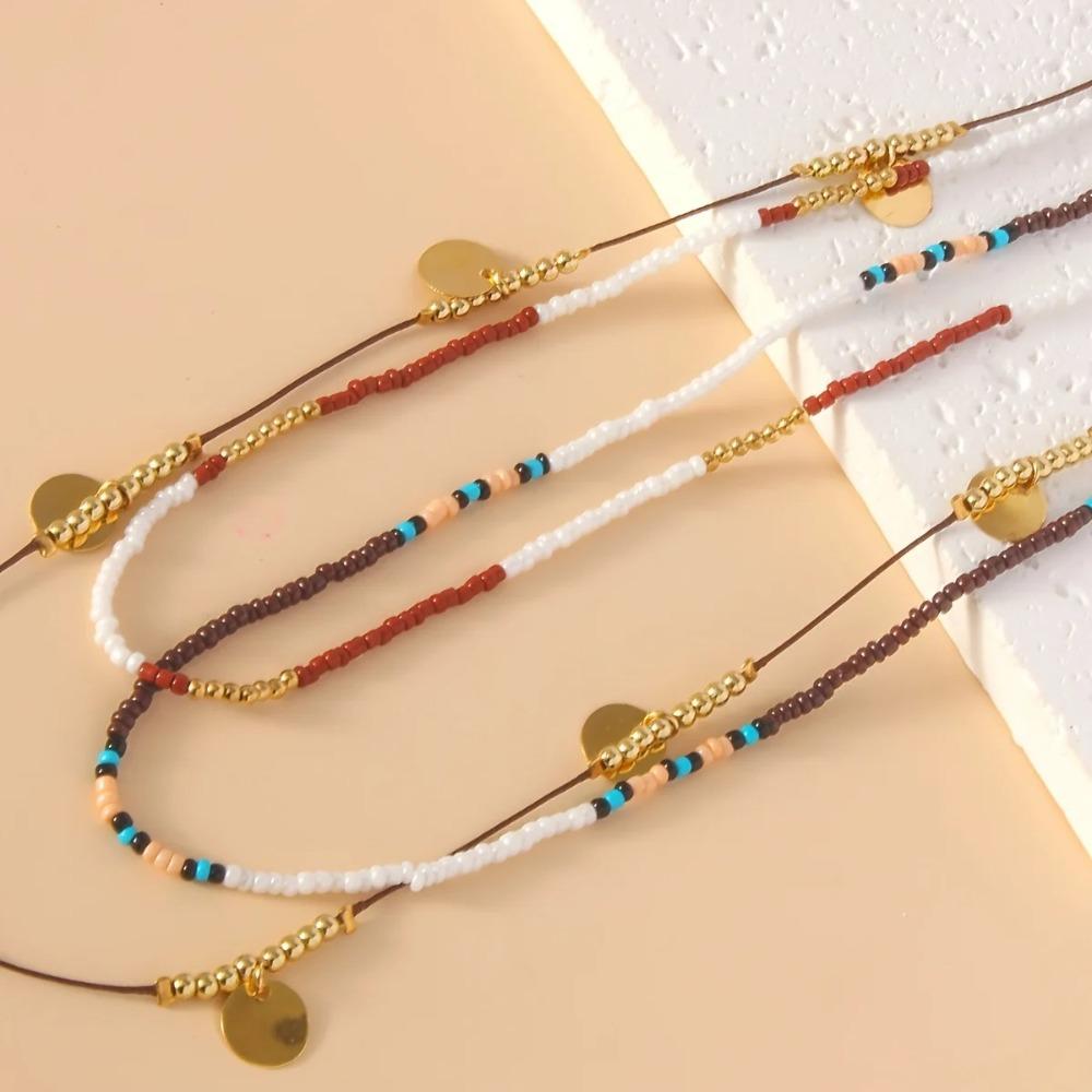 Multi-layer Clavicle Chain Jewelry Bohemian Necklaces Retro Bead Necklaces  Ladies