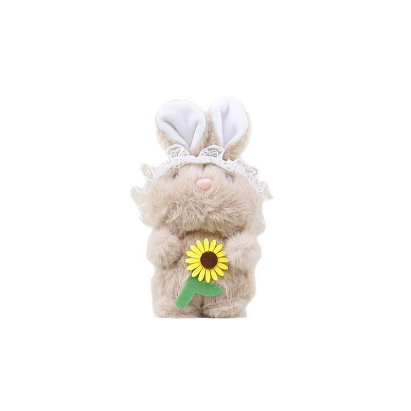 Flower Bunny Holding Plush Doll Keychain Cartoon Plush Toy Decoration Bag