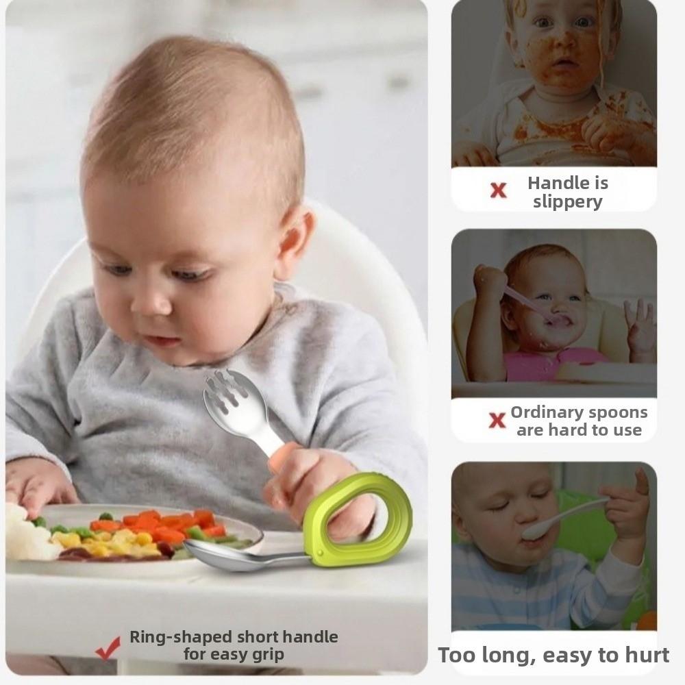 Anti-slip Baby Silicone Spoon Set Anti-Choke Design Toddler Cutlery Kit  Baby Feeding