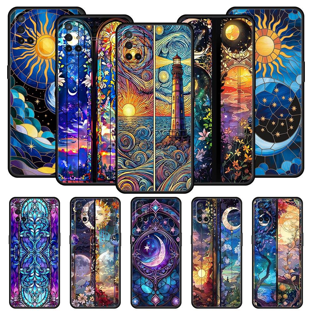Phone Case For Oneplus 13R 13 12 10T 11 R10 Nord N100 N200 N10 9 9R CE 2 3 Z Pro Lite 5G Soft TPU Cover Beautiful Sun Moon Glass