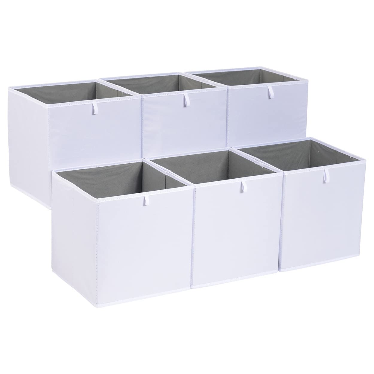 

Amazon Basics Foldable Fabric Storage Cubes, White, 27x27x28cm, Set of 6