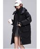 Women's Autumn and Winter Coat Solid Color Stand Collar Hooded Loose Thickened Windproof Mid-length Women's Jacket
