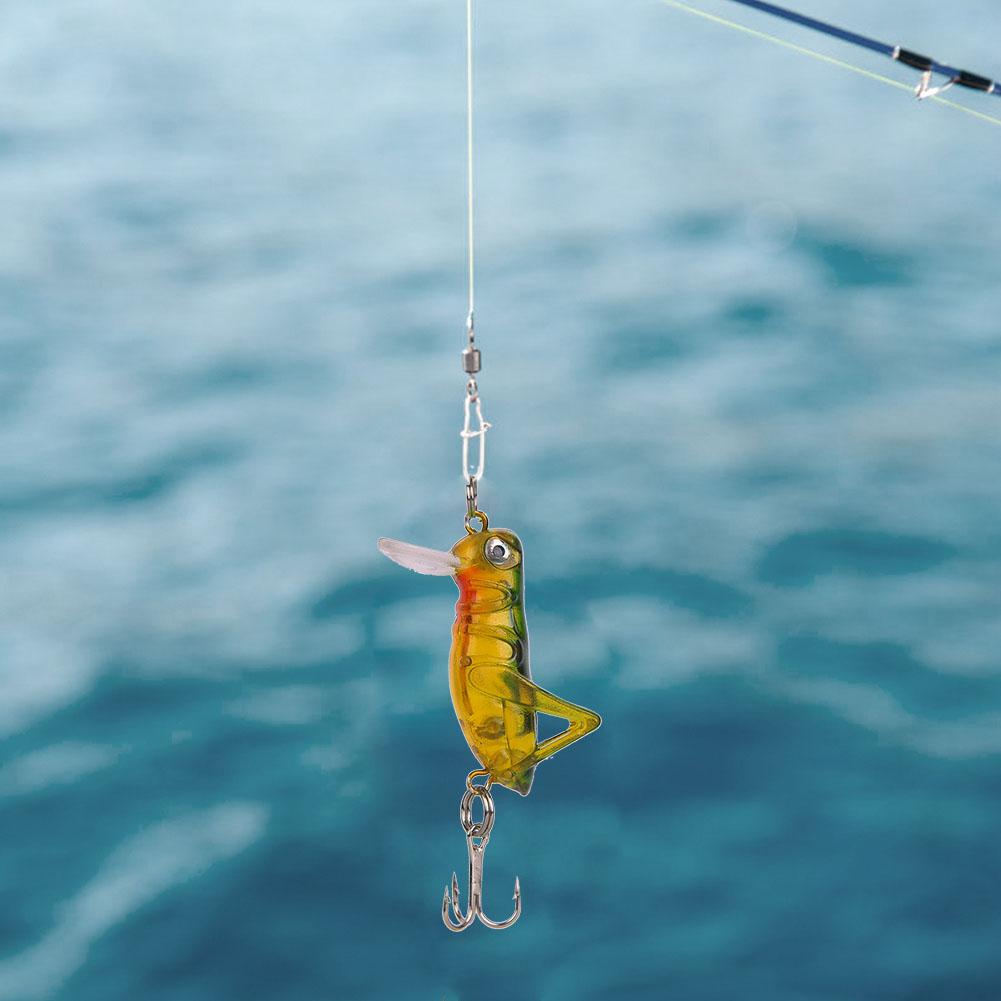 5 pcs Grasshopper Shape Artificial Fishing Lure Bait Fishing Tackle Sinking with Hook for Freshwater