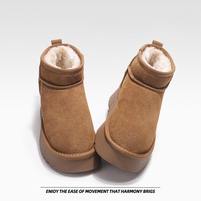 Thick bottom snow boots women fur one short boots padded waterproof warm cotton shoes