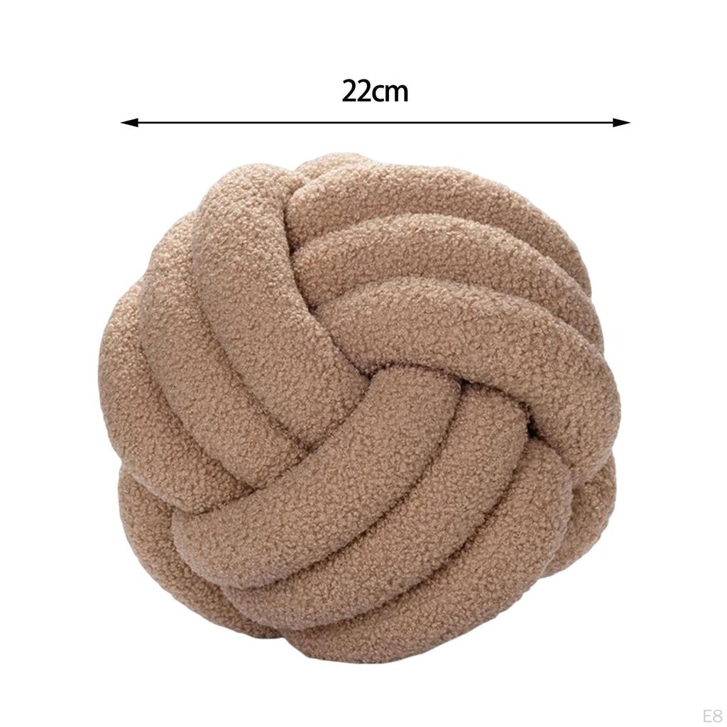 Plush Knot Ball Pillow Diameter 22cm Room Decoration for sofa Couch Brown