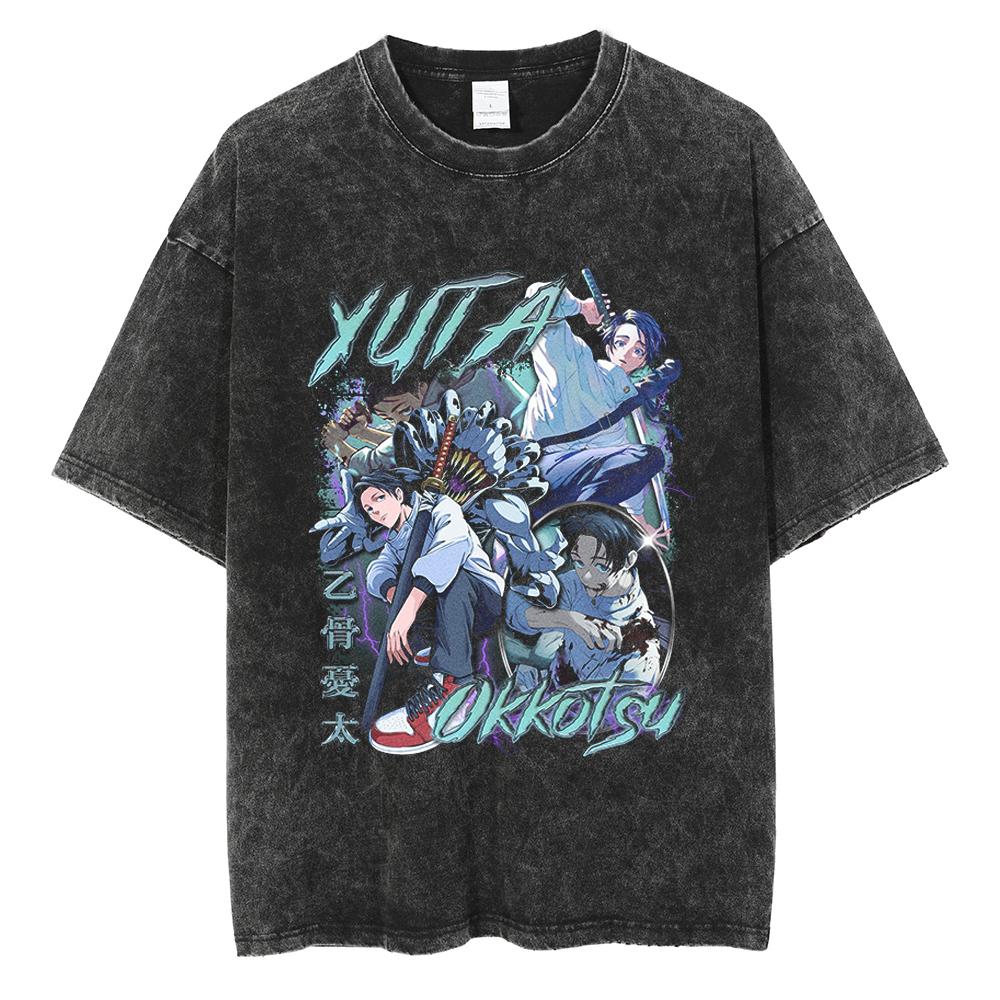 

Hot Anime Jujutsu Kaisen Satoru Gojo Graphic Print Tshirt Men Women Washed Cotton Tshirts Harajuku Male Oversized T Shirt S