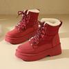 Fashion Snow Boots Women 2025 New Platform Lace-up Winter New Chinese Thickened Northeast Warm Booties