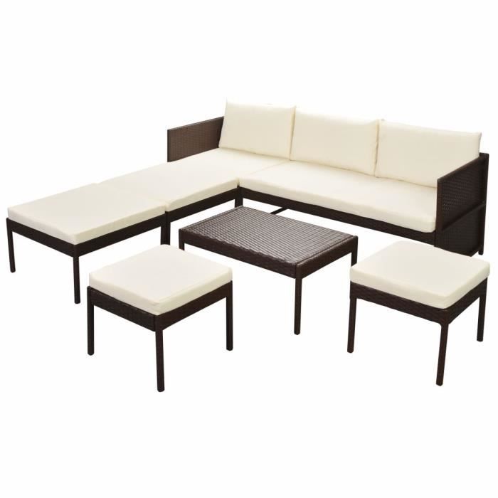 Salon de jardin - vidaXL - 6 pcs - Résine tressée - Marron - Résistant aux intempéries
