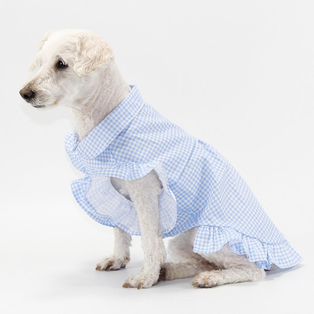 

Pomeranian Teddy Dog Summer Clothes Thin Flying Sleeve Plaid Pet Shirt Small Dog Bichon Dog Clothes Vest XL