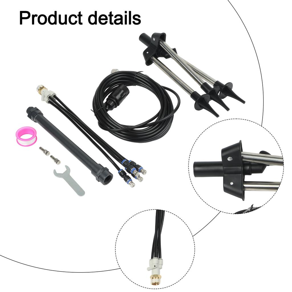 Adjustable Height Outdoor Misting System with 360 Degree Spray for Cooling For Patios Pools Gardens and Deck Areas