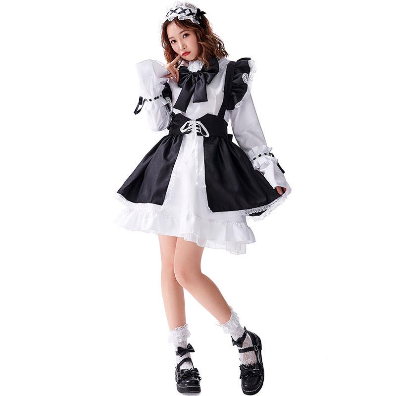 Black & White Lolita Maid Costume Dress for Women & Crossdressers