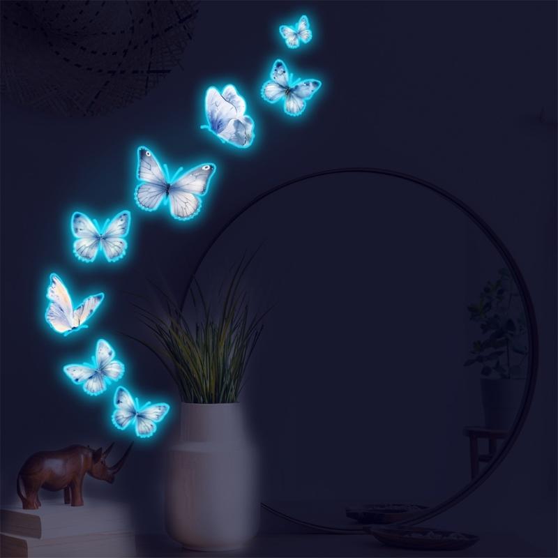 Adhesive PVC Wall Decal Glowing In Dark Butterfly Sticker Nighttimes Home Decors Bedroom Living Room Interior Styling