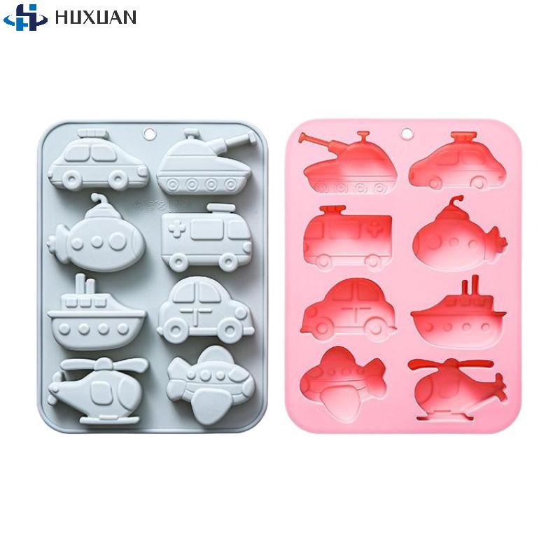 1PCS 8 Cavity Silicone Molds Transportation Theme - Car Airplane Ship Shaped Candy Chocolate Baking Mold Kitchen Accessories