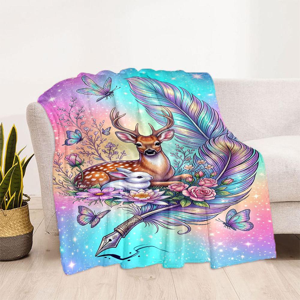 Magical Deer Fantasy Blanket,Suitable for sofas, offices, travel, living rooms, Gifts to relatives and friends, Blanket,Suitable for all seasons.