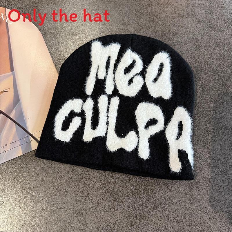 Trendy Letter Pattern Hat For Men Women Winter Warm Knit Cap For Outdoor Activities
