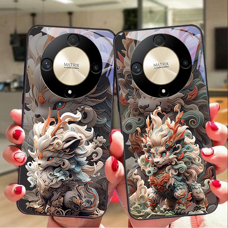 Stil Chinezesc Leu Pentru Honor Magic 6 50 70 90 Lite X7b 200 Pro Nova 10 Nova 5T X6 P30 Pura 70 Ultra Carcasă Telefon din Sticlă Călită