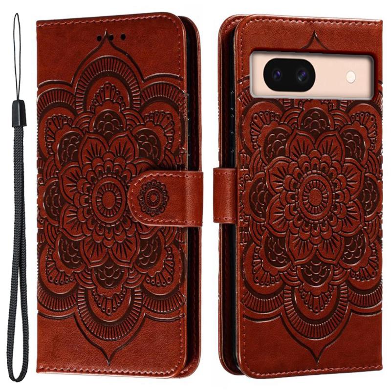 For Google Pixel 8a Case PU Leather Mandala Imprinted Design Wallet Phone Cover