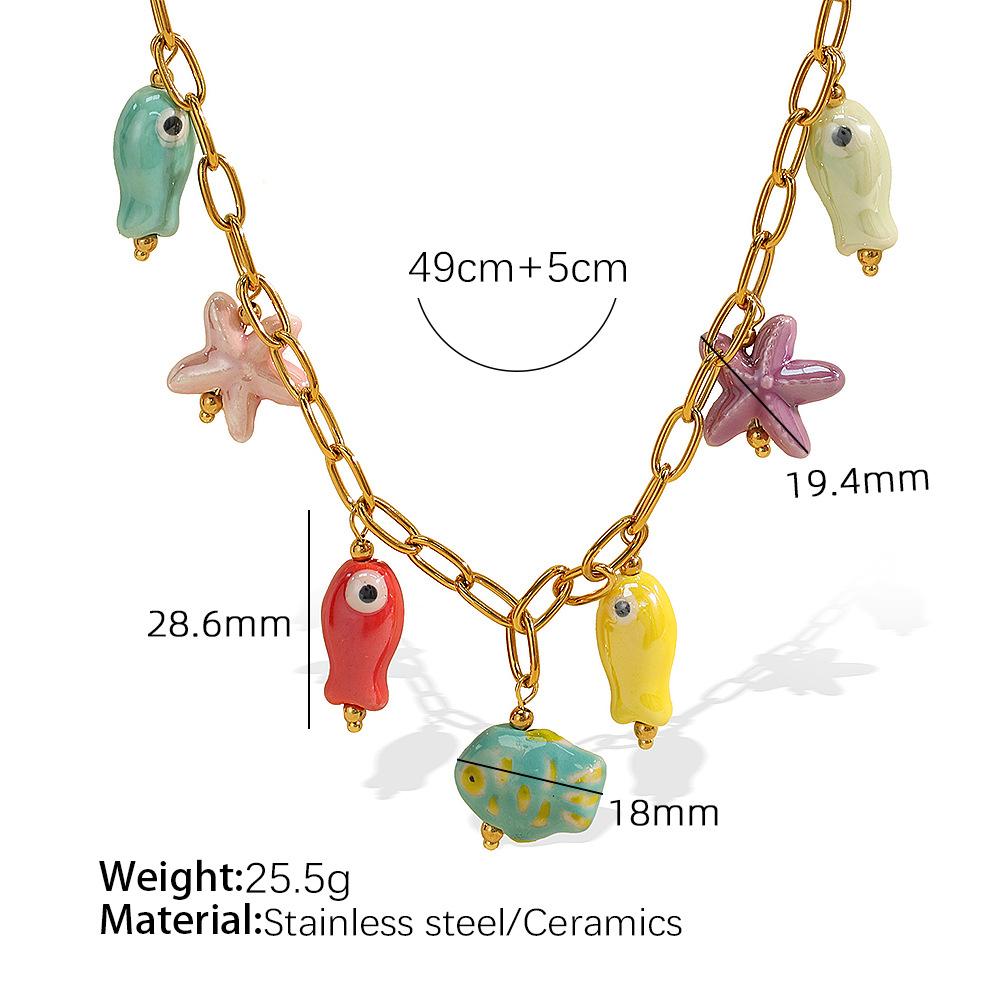 

2026 Gold Ocean Theme Necklace Fashion Casual Ins Wind Color Ceramic Bracelet Niche