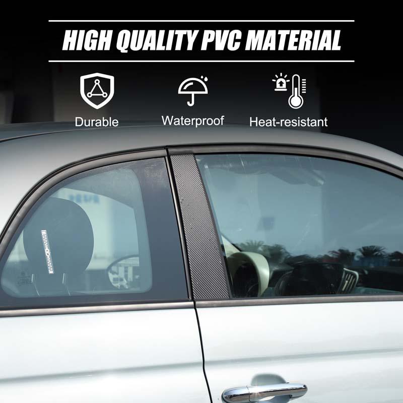 Matte Black Carbon Fiber Pattern Window Door Column B C Pillars Post Cover Trim For Fiat 500 Abarth 595 2012- Accessories