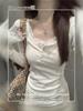 Korean Style Autumn Floral Lace Color-Block Button Shirt: Women's Long Sleeve Two-Piece T-shirt