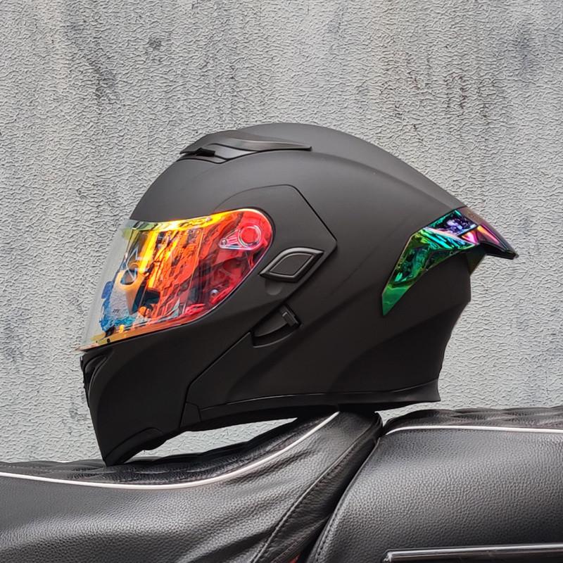 E5GOrz Flip-up Motorcycle Helmet for Men & Women – Full Face, All-Season with Bluetooth Slot, Big Tail Wing, 3C Certified