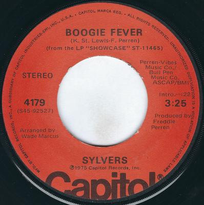 7inch Record SYLVERS  Boogie Fever  Free Style 4179 Capitol Records 1975 Canada SoulFunk Used