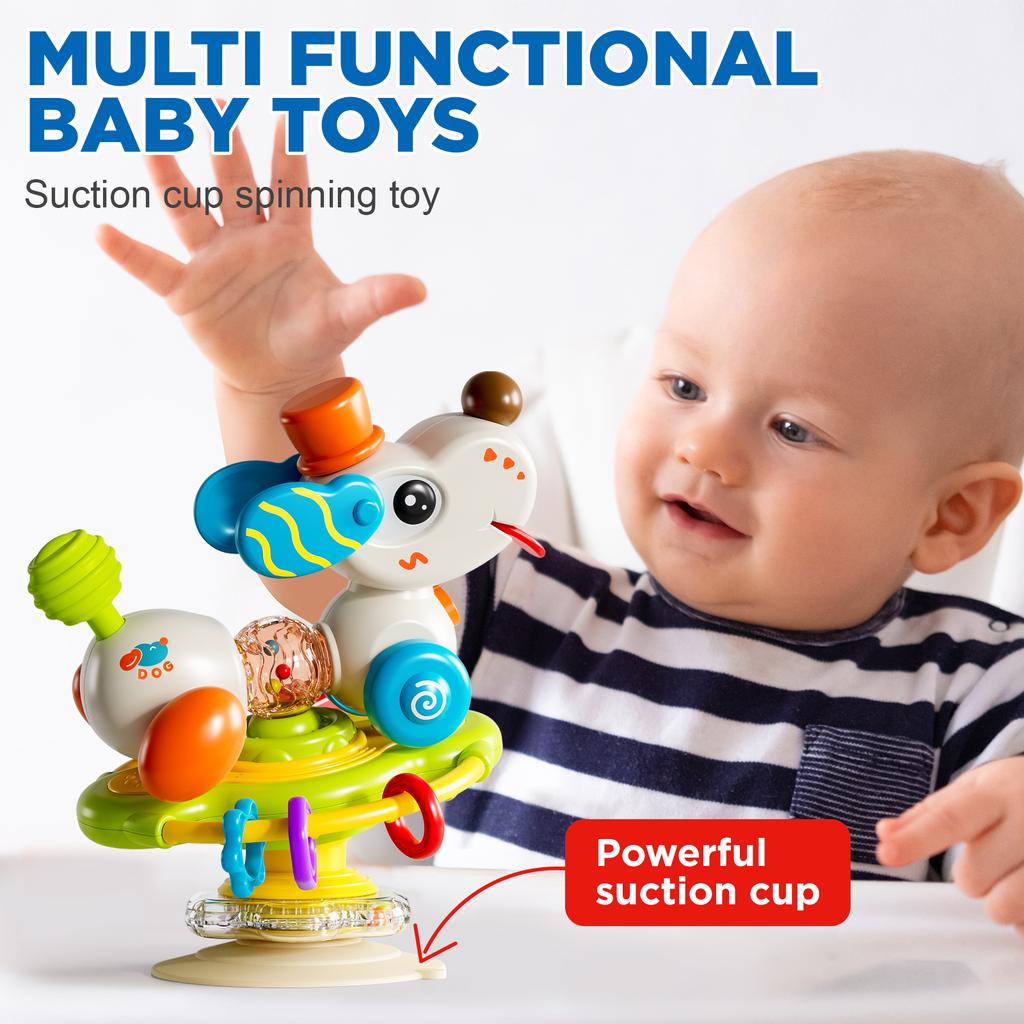 High Chair Toy with Suction Cups Spinner Montessori Toys Fine Motor Infant Tray Sensory Travel Toys for Baby Birthday Gifts