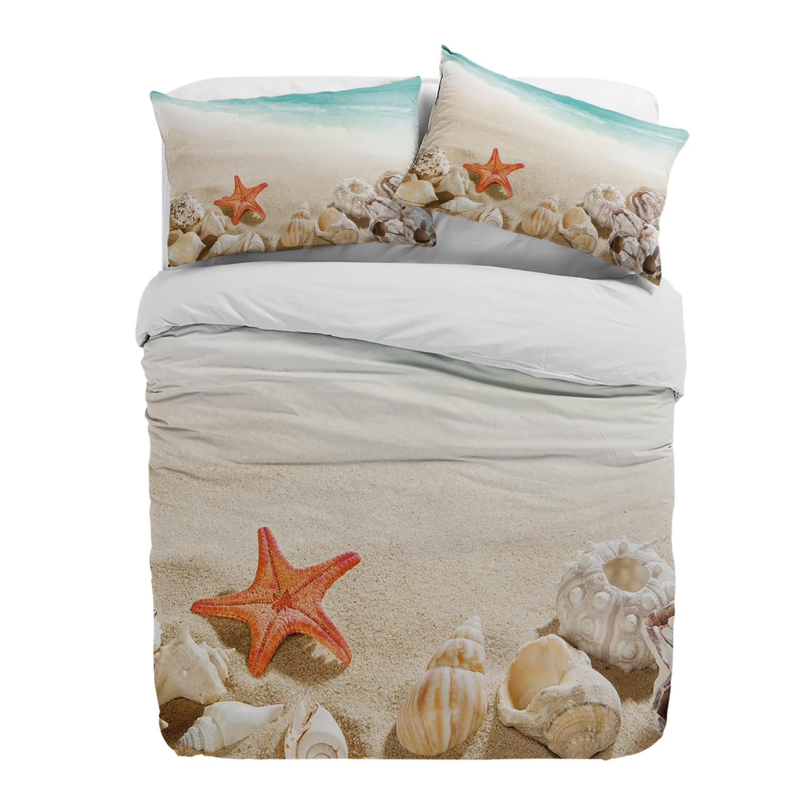 

Ocean Beach Starfish Shell Duvet Cover With Pillow Case Custom 3pcs Bedding Set Quilt Cover Double Bed Home Textile (135x200cm)