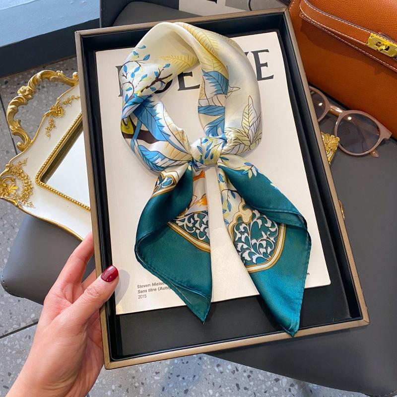 High-end large square scarf silk scarf women's new versatile neck summer thin bag head mother scarf with shawl