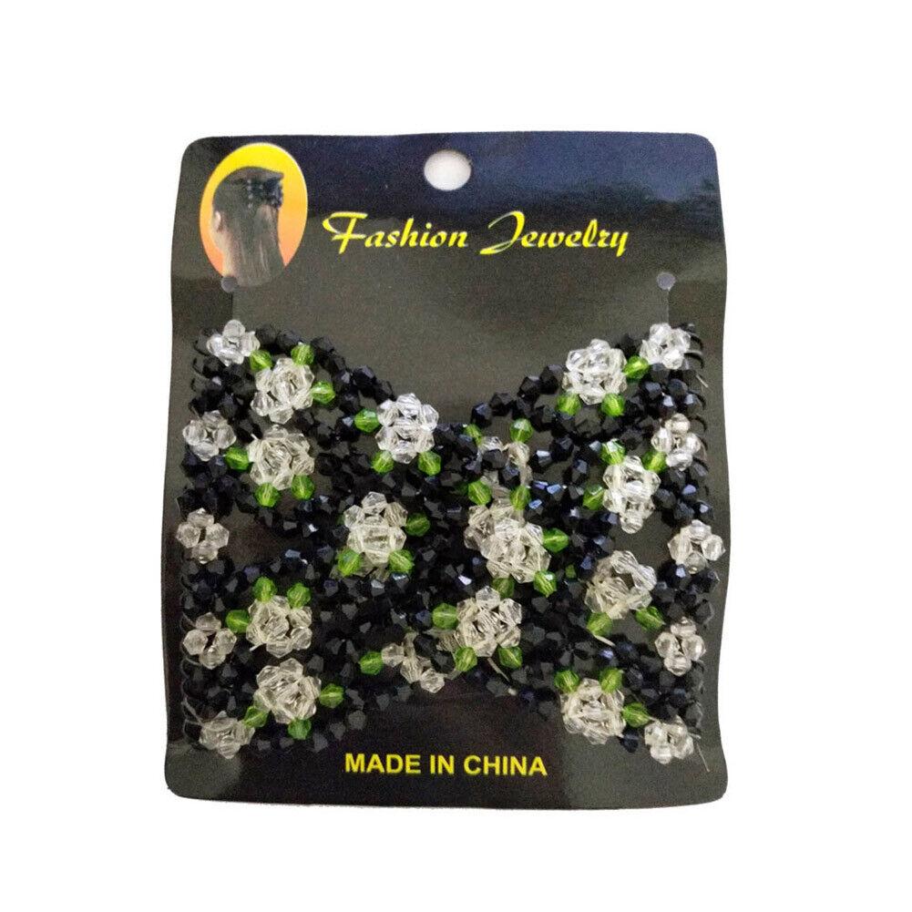 Womens Magic Slide Hair Elastic Double Beads Easy Stretchy Hair Comb Clips Pins