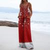 Women's Christmas Print Solid Wide Leg Strapless Tank Pocket Casual Onesie