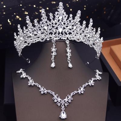 Wedding Dress Bridal Jewelry Sets Princess Tiaras Crown and Earrings Party Prom Necklace Costume Jewelry Set Bride Accessories
