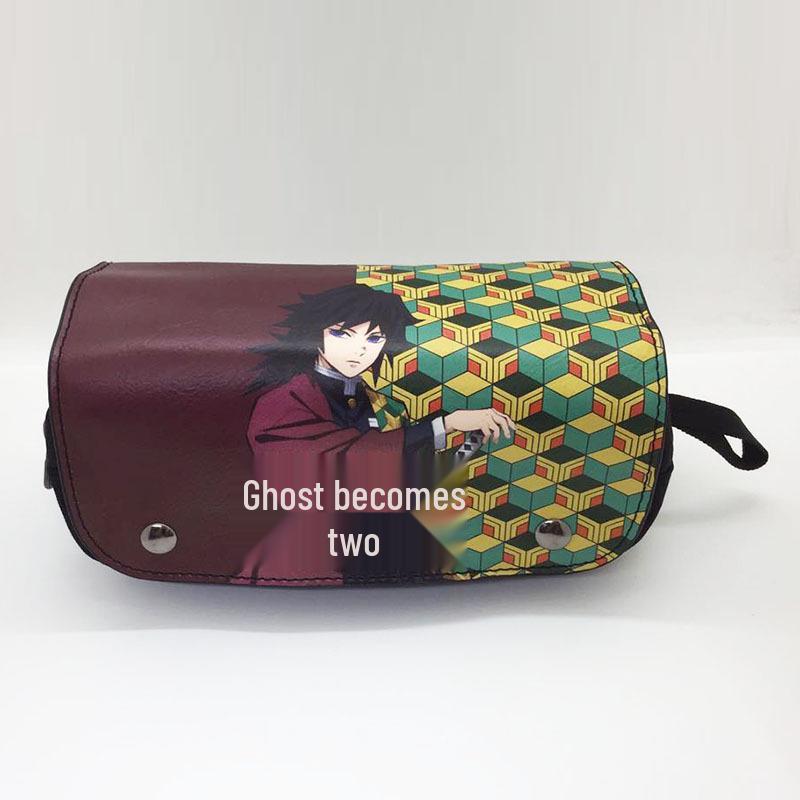 New Year's Day Demon Blade Cartoon Pencil Case - Student Stationery Box with Button Closure