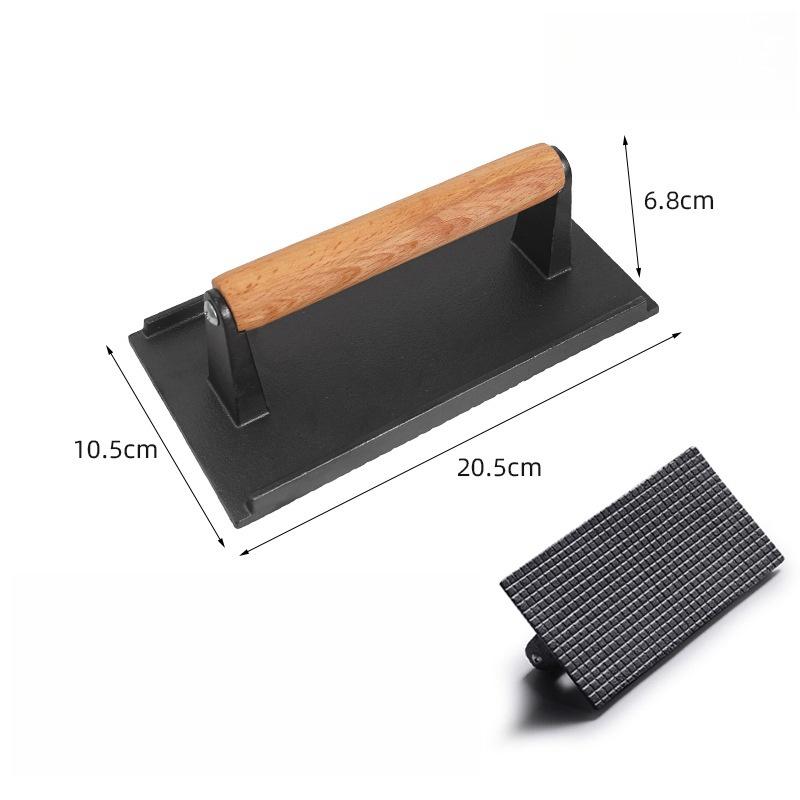 

Пресс для бургеров, прямоугольный, прочный, чугунный, для бекона, мяса, стейков, с деревянной ручкой для сковороды, сэндвича, антипригарного покрытия