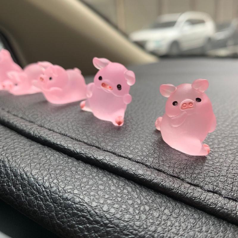6 Stück niedliche Cartoon-Schwein-Auto-Ornamente, Auto-Innendekoration, Dekorationszubehör