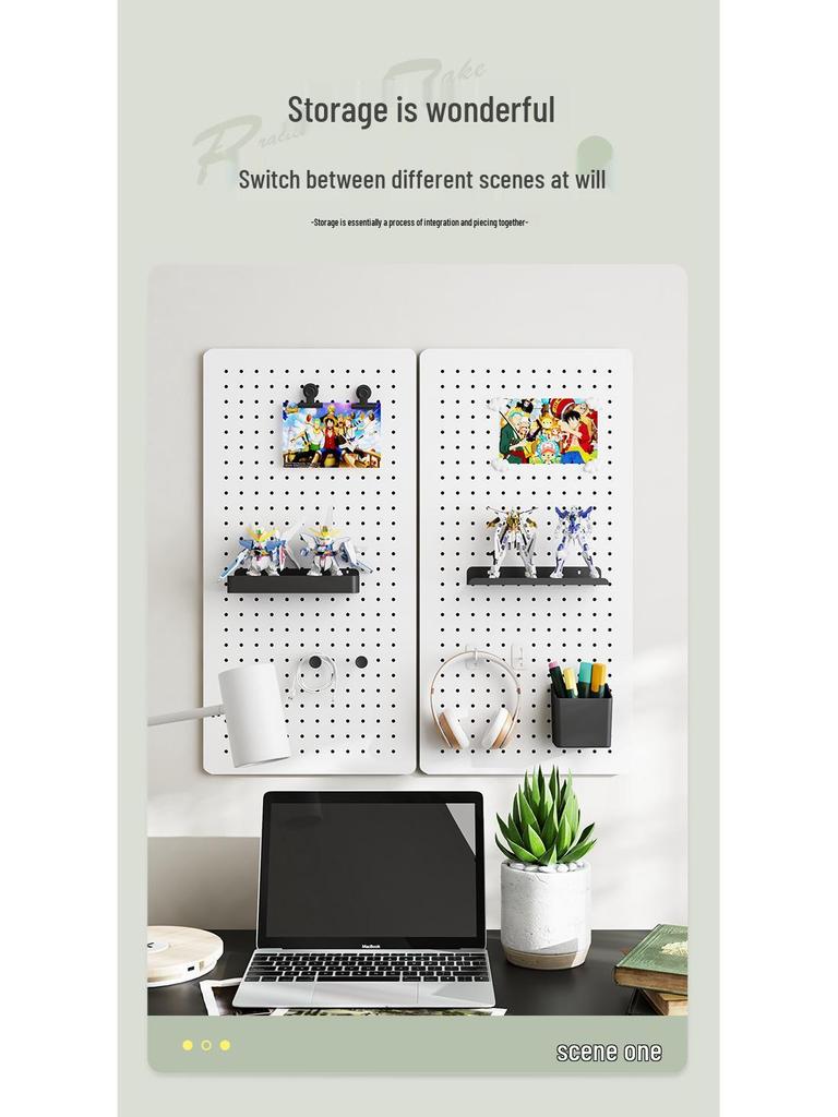 Esports Gaming Desk with Pegboard Wall Organizer and Equipment Rack