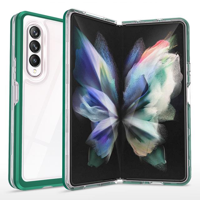 

Множественный прозрачный чехол для Samsung Galaxy Z Fold 3 Fold 4 5g, силиконовая рамка, жесткий прозрачный защитный чехол Z Fold 3 5G зелёный