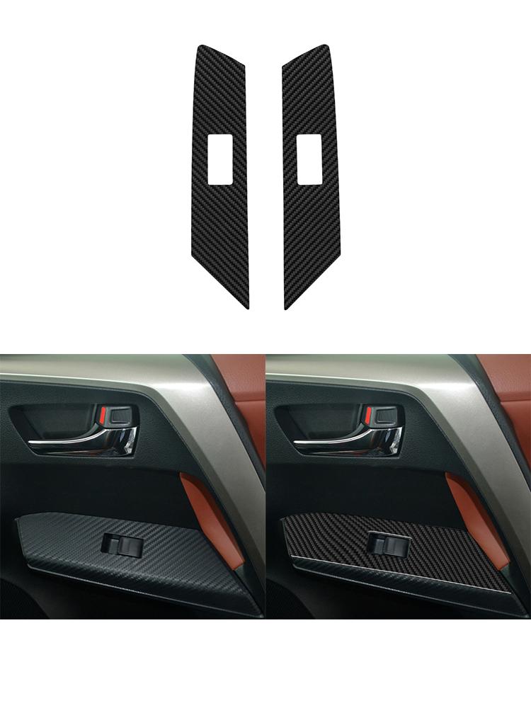 Black For Toyota RAV4 2013-2015 Car Interior Button Panel Decoration Protection Carbon Fiber Sticker Auto Styling Accessories