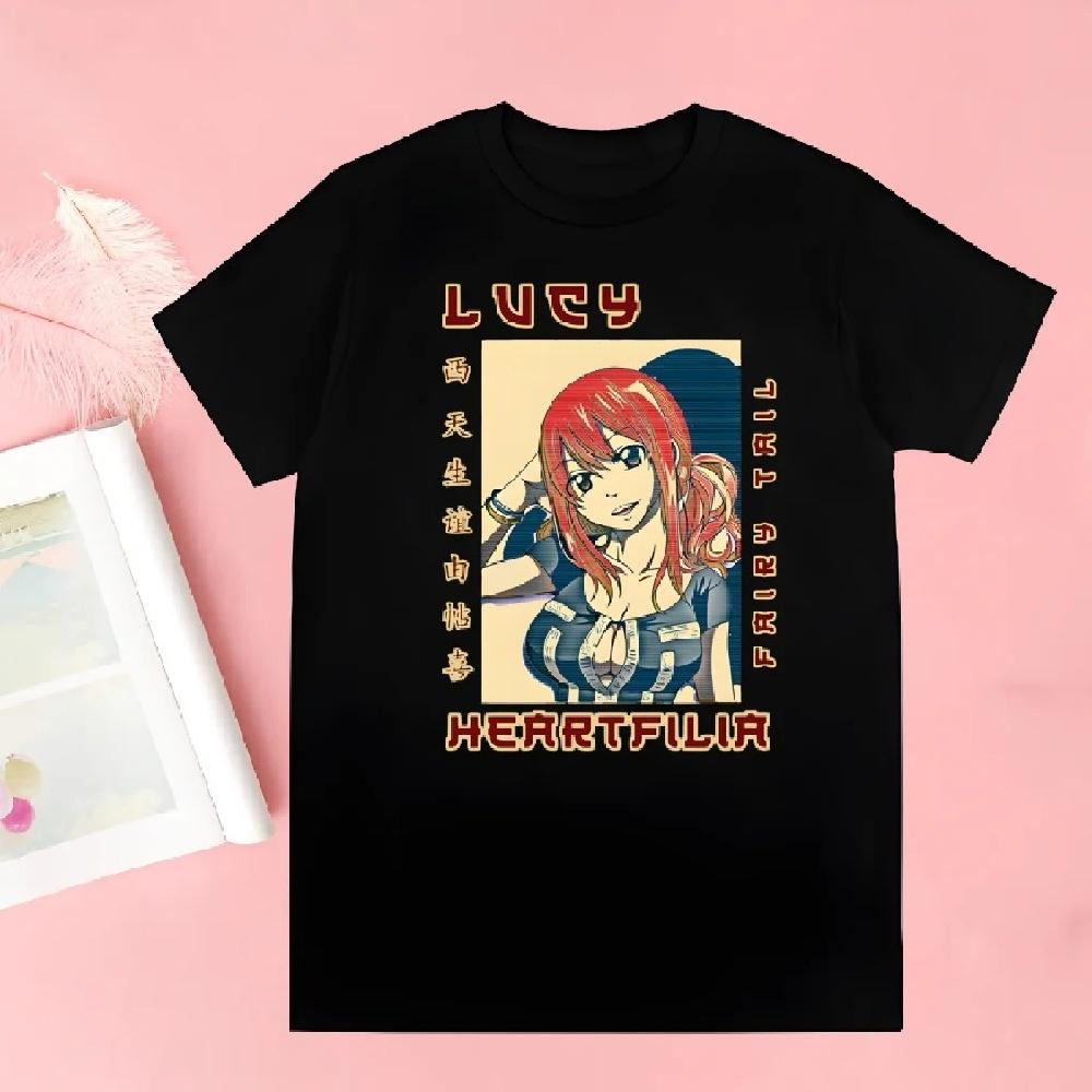 Anime Fairy Tail Cartoon Natsu Erza Gray Lucy Men Women T-shirt Tops Crew Neck Fitted Soft Anime Manga Tshirt Clothes T-shirt1