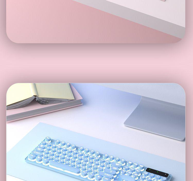 Punk Wired Mechanical Keyboard & Mouse Set with Color-Block Design, Backlit Keys, High Aesthetic, and Enhanced Tactile Feel for Office and Gaming Use