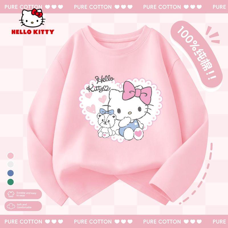 Hello Kitty Girls' Long-Sleeved T-Shirt 2026 New Kidsren's Spring Top Pink Spring Clothing Girls' Bottoming Shirt